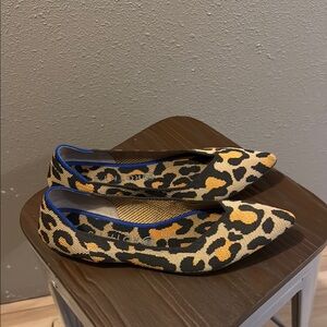 Rothy's Leopard Print Flats with Blue Trim